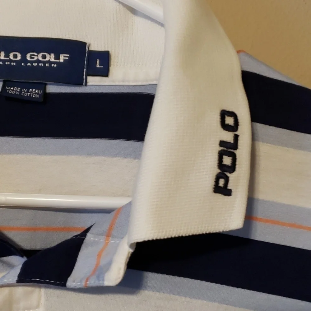 Ralph Lauren golf 100% cotton blue white orange